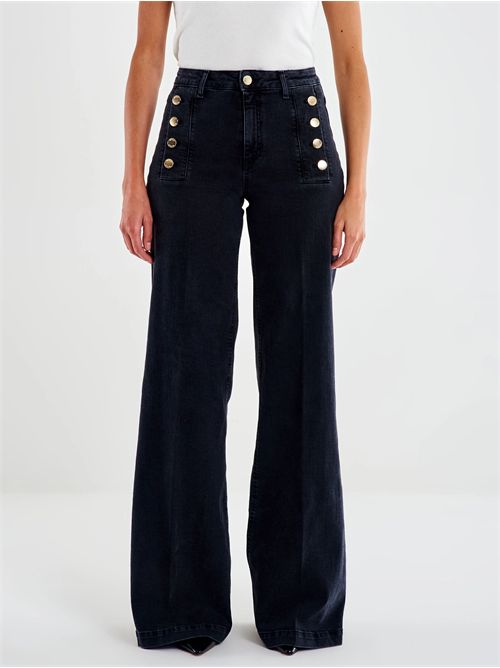 Jeans Giudith Nero con Bottoni VICOLO | DF5078/NERO